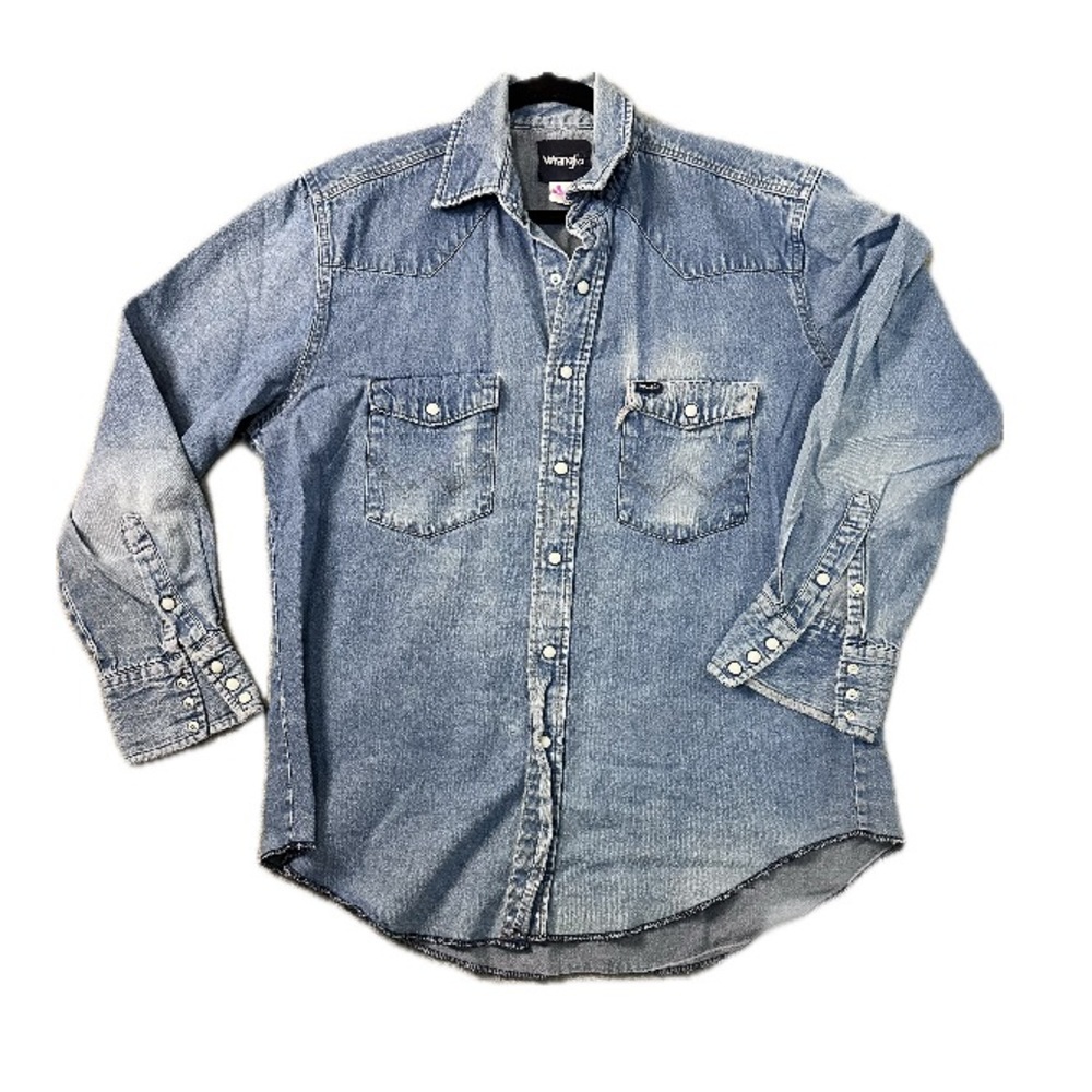 Wrangler Vintage Western Pearl Snap Work Cowboy Button Down size L - Picture 3 of 11